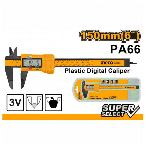 Calibrador Plastico Digital Superselect 0-150mm 0,1mm Ingco HDCP16150 - MARKEMSTORE