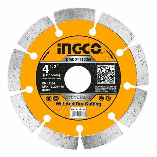 Disco Diamantado Segmentado 4-1/2x22,2mm Ingco Md011152m - MARKEMSTORE