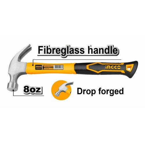 Martillo De Uña  Ingco 8 Oz/220gr Mango Fibra De Vidrio - MARKEMSTORE